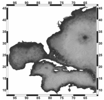 Unstructured grid of hurricane surge study by Westerlink et al. (2008)